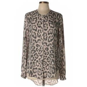 Single Los Angeles Tan & Black Abstract Animal Print Hi Low Blouse Sz Medium